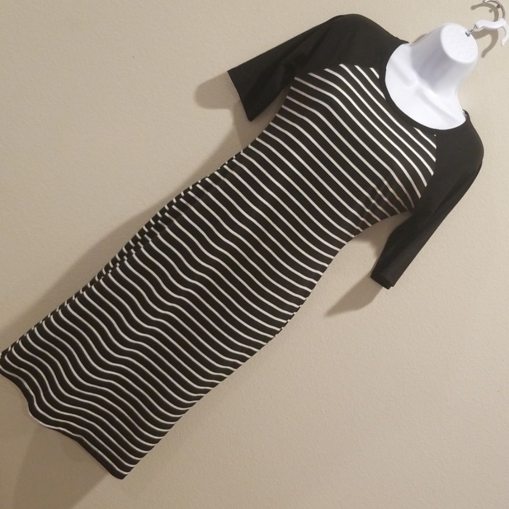 Black and white striped dress